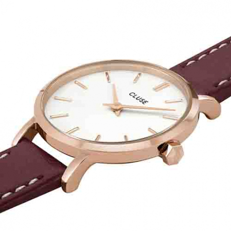 Cluse Boho Chic Petite Leather Dark Red, Rose Gold Colour