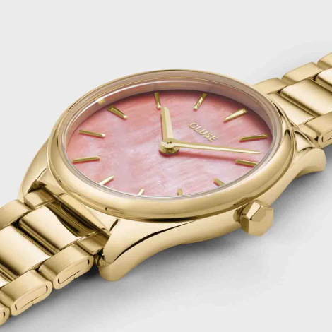 Cluse Froce Mini Watch Steel, Apricot MOP, Gold Colour 