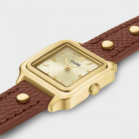Cluse Gracieuse Mini Watch Double Leather Nutshell - Gold Colour