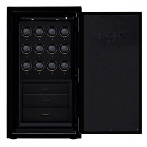 Coffre fort Montre et bijoux Wolf 1834 - ATLAS 12 Piece Winder Safe - Onyx/Bronze