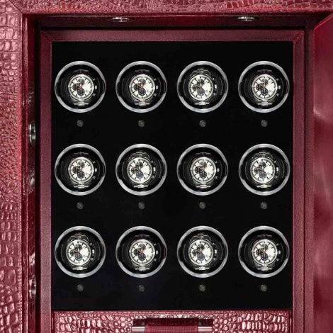 Coffre fort Montre et bijoux Wolf 1834 - CHURCHILL 12 Piece Winder Safe - Croco Bordeaux