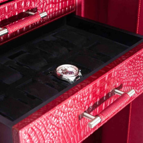 Coffre fort Montre et bijoux Wolf 1834 - CHURCHILL 12 Piece Winder Safe - Croco Bordeaux