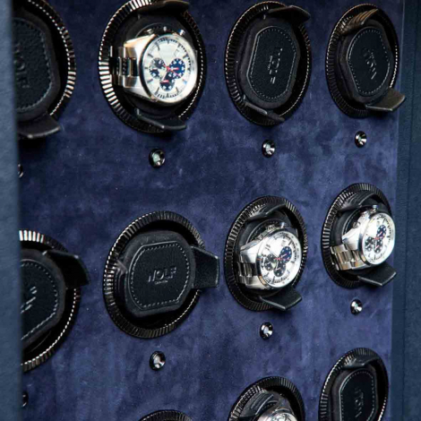 Coffre fort Montre et bijoux Wolf 1834 - CHURCHILL 12 Piece Winder Safe - Indigo