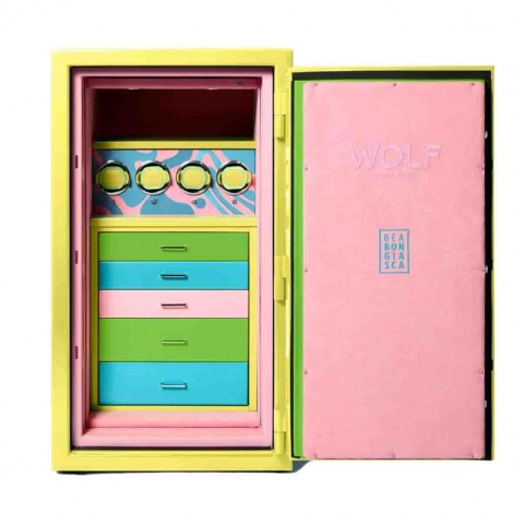 Coffre Montre et bijoux Wolf 1834- Bea Bongiasca Atlas 4 Piece Winder Safe - yellow