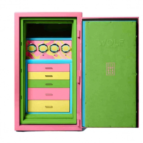 Coffre Montre et bijoux Wolf 1834- Bea Bongiasca Atlas 4 Piece Winder Safe - Pink