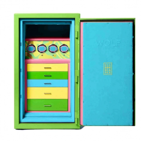 Coffre Montre et bijoux Wolf 1834- Bea Bongiasca Atlas 4 Piece Winder Safe - Green
