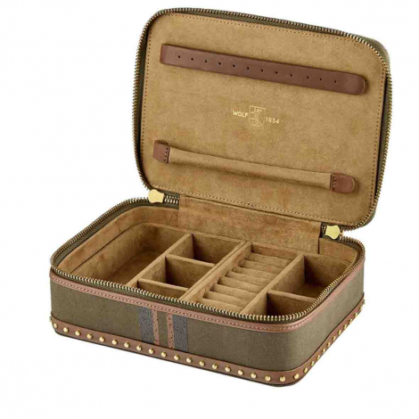 Coffret  Bijoux de voyage Wolf 1834 - Ida Travel Zip Jewellery Case - Kaki