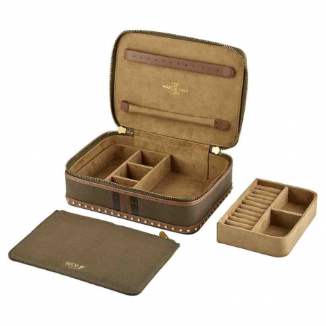 Coffret  Bijoux de voyage Wolf 1834 - Ida Travel Zip Jewellery Case - Kaki