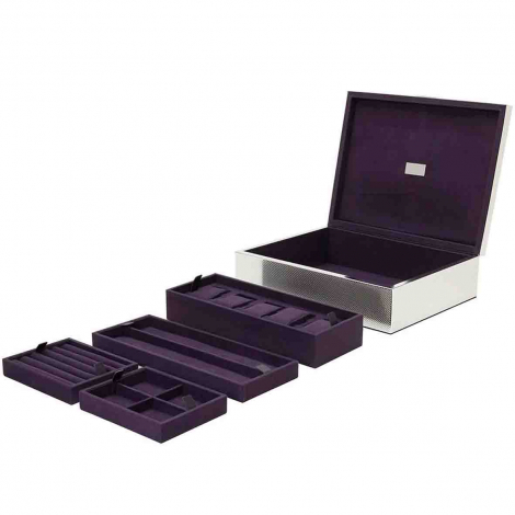 Coffret � Bijoux - Silver large Watch Jewelry and Legacy Box - Gris