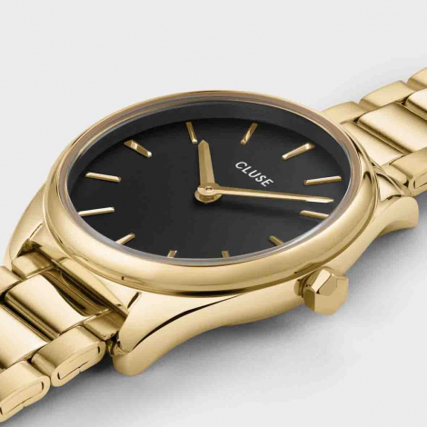 Coffret Cluse Gift Box Froce Mini Watch Black & Chain Bracelet, Gold Colour 