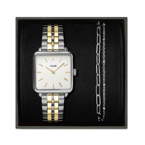Coffret Cluse Ttragone Steel Watch - Bicoulor & Double Chain Bracelet