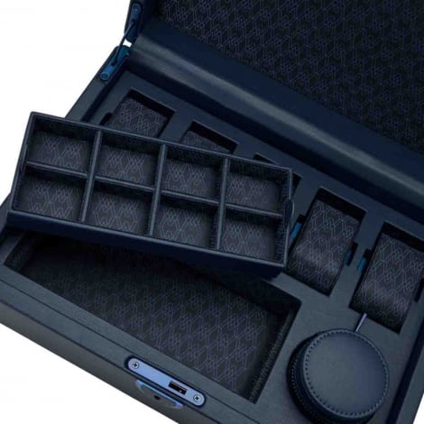 Coffret de montres- Earth 5 Piece Watch Box with Storage Wolf 1834 -Midnight blue
