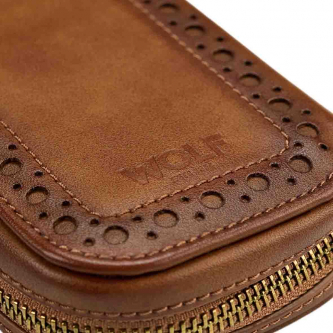 Coffret Montre Brogue 2 pieces Watch Zip Case Wolf 1834 - Marron