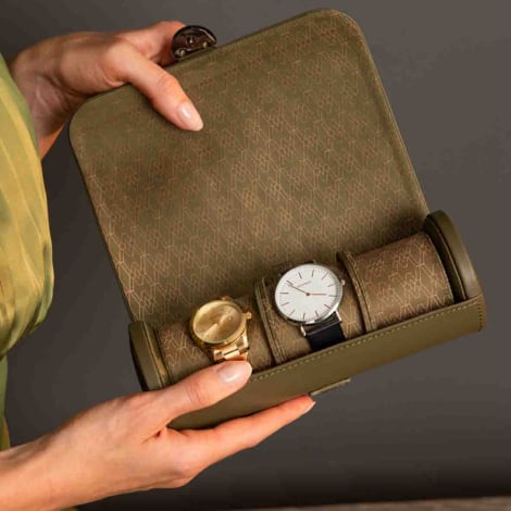 Coffret Montre Earth triple Watch Roll Wolf 1834 - Coffee