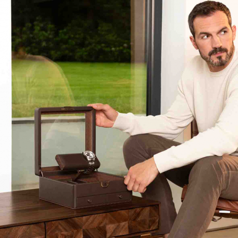 Coffret Montre et bijoux Earth Watch Stand Box Wolf 1834 - Coffee