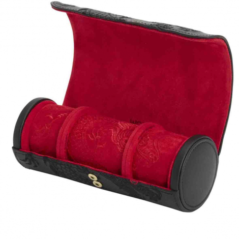 Coffret Montre Lunar triple Watch Roll Wolf 1834 - Noir