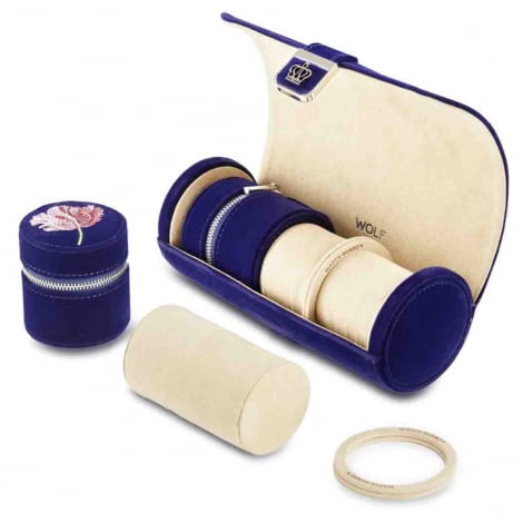 Coffret Montre Royal Asscher Double Watch Roll with Jewellery Storage Wolf 1834 - bleu