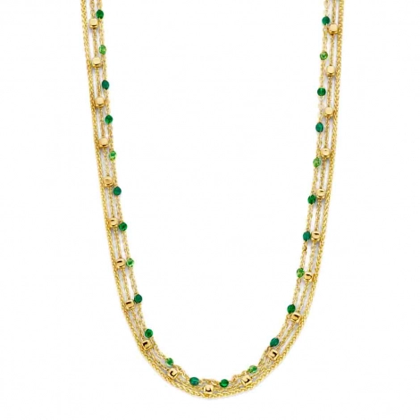 Collier Argent avec 3 chanes et pierres vertes - Naiomy
