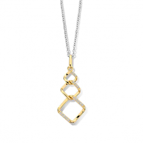Collier Argent avec maillons de forme carre serti de zirconium - Naiomy  combiner