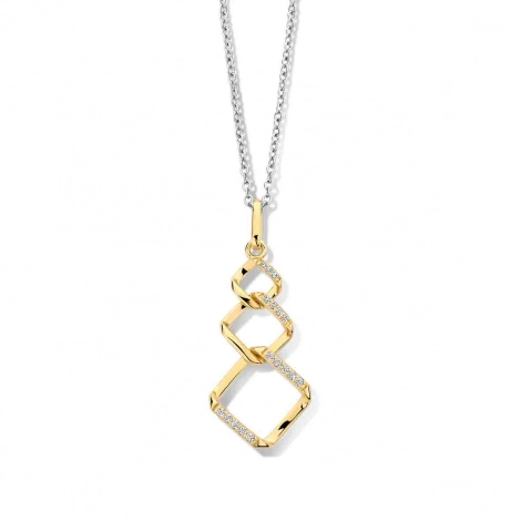 Collier Argent avec maillons de forme carre serti de zirconium - Naiomy