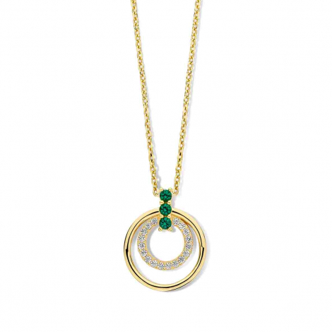 Collier Argent avec pendentif pierres vertes et zirconium - Naiomy  combiner