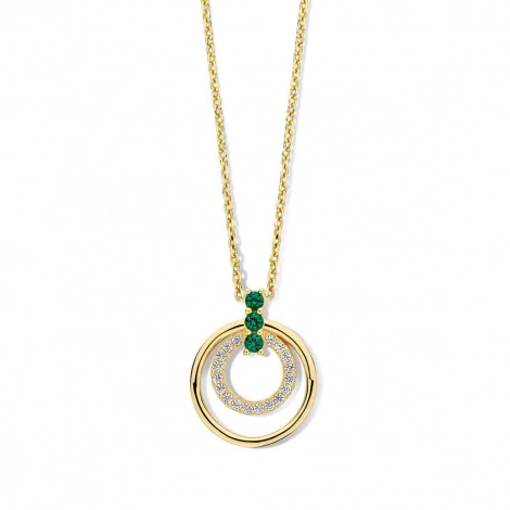 Collier Argent avec pendentif pierres vertes et zirconium - Naiomy