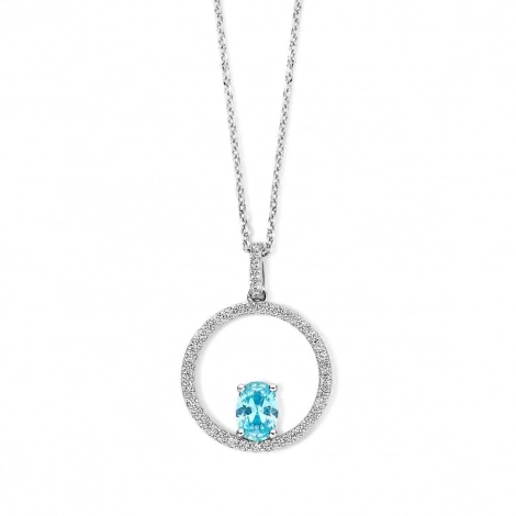 Collier Argent avec pendentif zirconium bleu et blancs - Naiomy