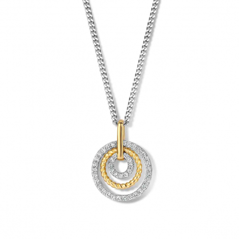 Collier Argent bicolore serti de Zirconium - Naiomy