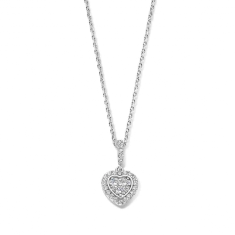 Collier Argent coeur serti d'oxydes - Naiomy  combiner