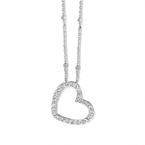 Collier Argent coeur serti de Zirconium - Naiomy