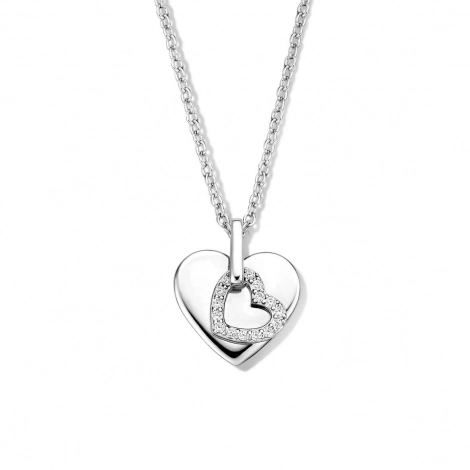 Collier Argent coeur serti de Zirconium - Naiomy