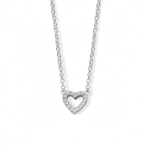 Collier Argent coeur serti de Zirconium - Naiomy