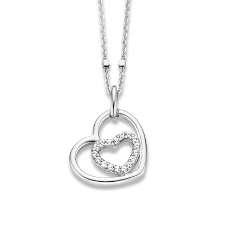 Collier Argent coeur serti de Zirconium - Naiomy