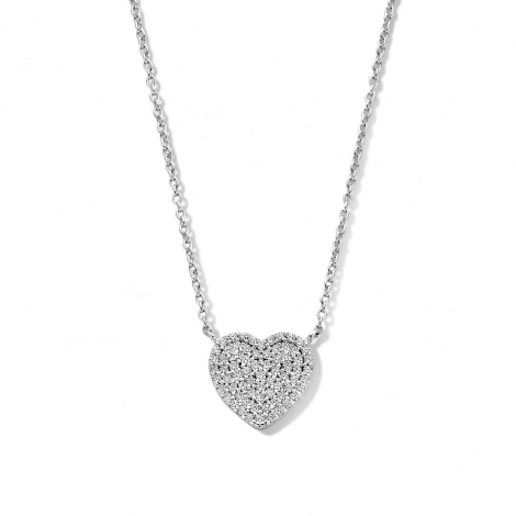 Collier Argent coeur serti de Zirconium - Naiomy