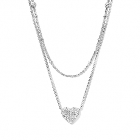 Collier Argent coeur serti de Zirconium - Naiomy
