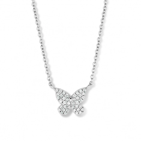 Collier Argent motif papillon serti de Zirconium - Naiomy