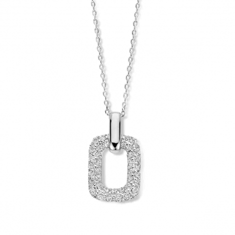Collier Argent pendentif carr et serti d'oxyde de zirconium - Naiomy