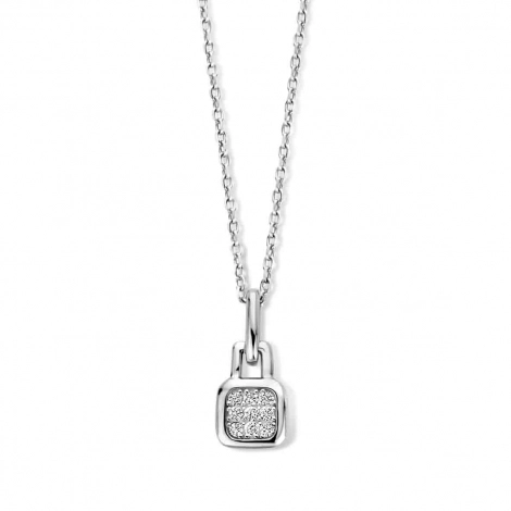 Collier Argent pendentif carr serti d'oxyde de zirconium - Naiomy