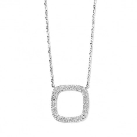 Collier Argent pendentif carr serti de zirconium - Naiomy