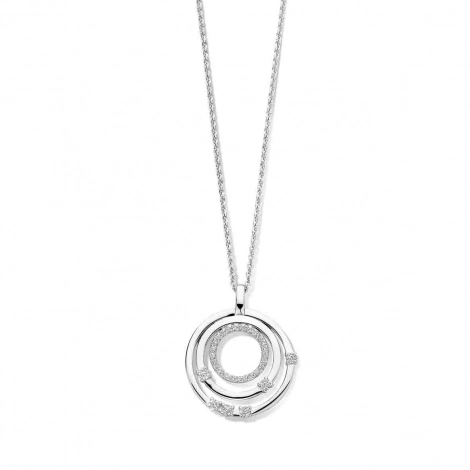 Collier Argent pendentif cercle serti de zirconium - Naiomy
