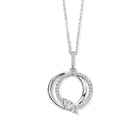 Collier Argent pendentif en forme de cercle avec oxyde de zirconium - Naiomy