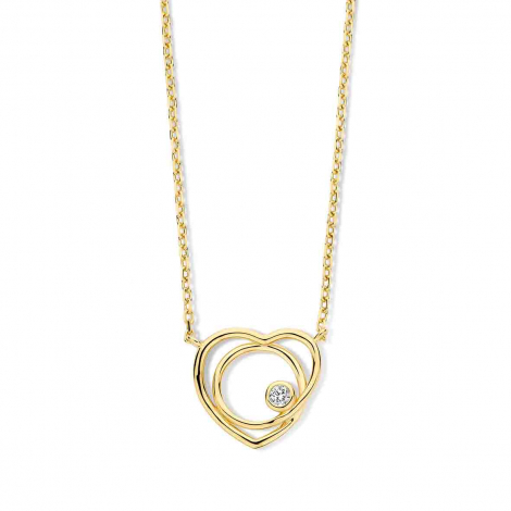 Collier Argent pendentif en forme de coeur serti d'un zirconium - Naiomy  combiner