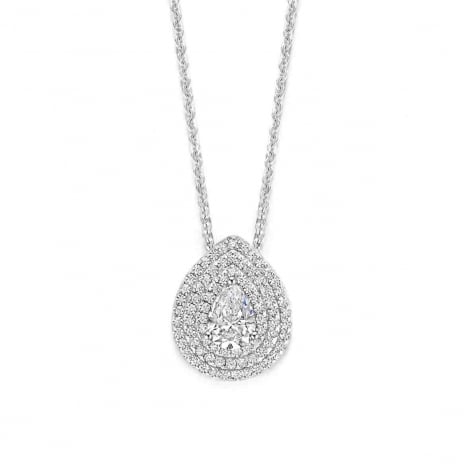 Collier argent - pendentif entourage en forme de poire oxydes - Naiomy  combiner