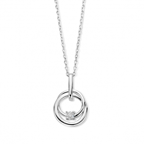 Collier Argent pendentif motif rond serti d'oxyde de zirconium - Naiomy  combiner