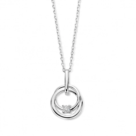 Collier Argent pendentif motif rond serti d'oxyde de zirconium - Naiomy