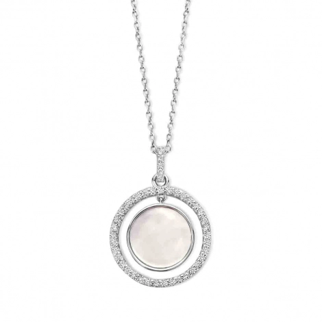 Collier Argent pendentif nacre serti d'oxyde de zirconium - Naiomy
