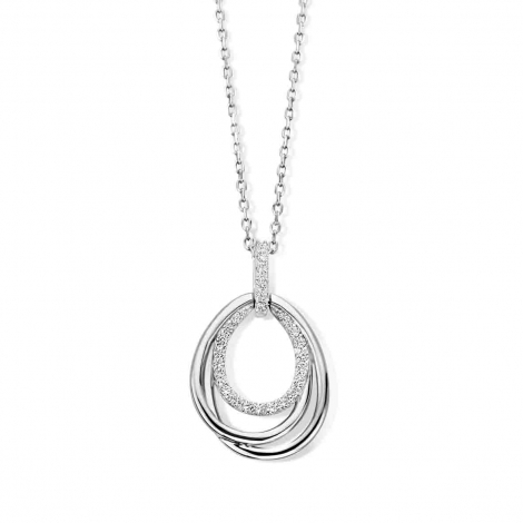 Collier Argent pendentif ovale serti d'oxyde de zirconium - Naiomy