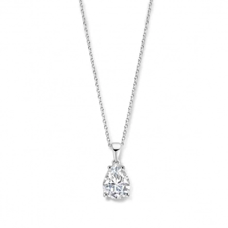 Collier Argent pendentif oxyde de zirconium forme poire - Naiomy