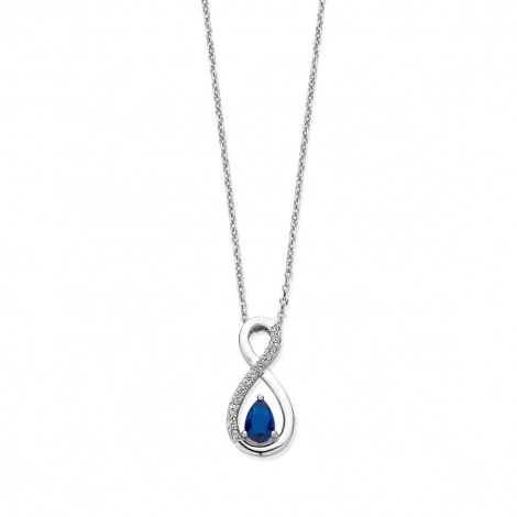 Collier Argent pendentif pierre bleue serti de zirconium - Naiomy