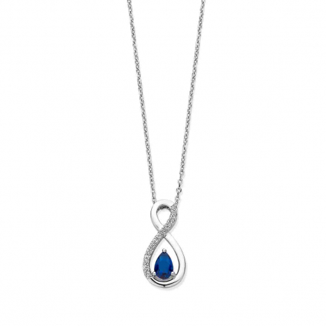 Collier Argent pendentif pierre bleue serti de zirconium - Naiomy  combiner
